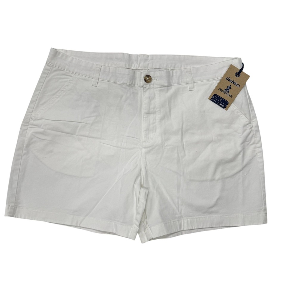 Chubbies The Vannas Mens 40 White 5.5 Inch Flat Front Stretch Twill Shorts NWT